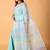 Sky blue handblock printed saree with blouse