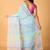 Sky blue handblock printed saree with blouse