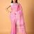 Pink handblock printed saree with blouse