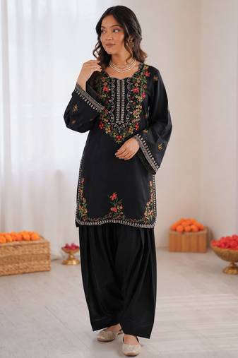 maroon  silk blend embroidered with sequence anarkali suit