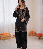 maroon  silk blend embroidered with sequence anarkali suit
