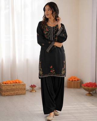 maroon  silk blend embroidered with sequence anarkali suit 2
