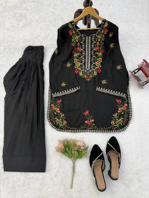 maroon  silk blend embroidered with sequence anarkali suit 4