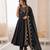 black  silk blend embroidered with sequence anarkali suit