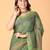 Green handblock printed saree with blouse