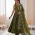 mehendi  silk blend embroidered with sequence anarkali suit
