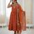 orange  silk blend embroidered with sequence anarkali suit