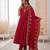 red  silk blend embroidered with sequence anarkali suit