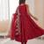red  silk blend embroidered with sequence anarkali suit