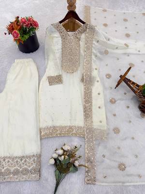 white  silk blend embroidered with sequence plazzo suit 3
