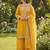 yellow  silk blend embroidered with sequence plazzo suit