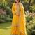 yellow  silk blend embroidered with sequence plazzo suit