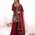 maroon  silk blend embroidered with sequence plazzo suit