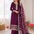 wine georgette embroidered siroski diamond work plazzo suit