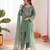 olive green  silk blend thread work salwar suit
