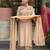 Elegant beige floral embroidered kurta palazzo set with dupatta for women