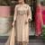 Elegant beige floral embroidered kurta palazzo set with dupatta for women