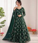 green  silk blend thread with sequence anarkali suit