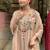 Elegant beige floral embroidered kurta palazzo set with dupatta for women