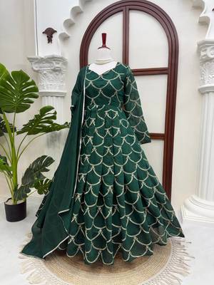 green  silk blend thread with sequence anarkali suit 3