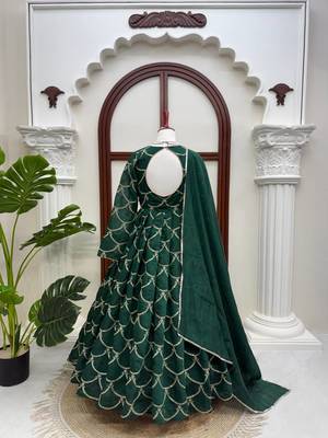 green  silk blend thread with sequence anarkali suit 4