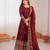 maroon  silk blend embroidered with sequence anarkali suit