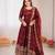maroon  silk blend embroidered with sequence anarkali suit