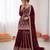 maroon gerogette thread with sequence sharara suit