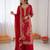 red  silk blend thread with sequence plazzo suit