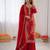 red  silk blend thread with sequence plazzo suit