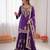 violet  silk blend thread with sequence plazzo suit