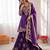 violet  silk blend thread with sequence plazzo suit
