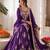 violet  silk blend thread with sequence plazzo suit