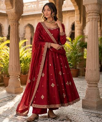 black rayon thread work farshi salwar suit 1