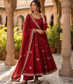 black rayon thread work farshi salwar suit