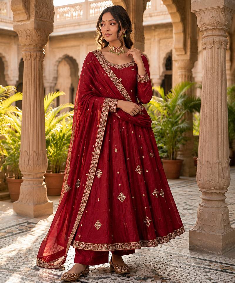 black rayon thread work farshi salwar suit