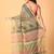 Grey handblock printed saree with blouse