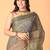 Grey handblock printed saree with blouse