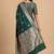 Bottle green semi kataan silk banarasi saree with beautiful floral booti zari work