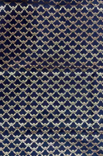 Navy blue semi kataan silk banarasi saree with beautiful floral booti zari work