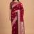 Red semi kataan silk banarasi saree with beautiful floral booti zari work