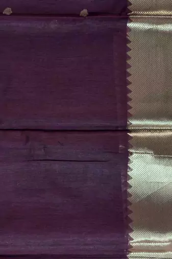 Chocolate brown cotton silk banarasi saree with zari booti work