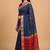 Blue cotton silk banarasi saree with zari booti work