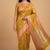 Mustard semi kataan silk banarasi saree with sona rupa floral zari work