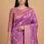 Pink semi kataan silk banarasi saree with sona rupa floral zari work