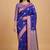 Royal blue semi kataan silk banarasi saree with sona rupa floral zari work
