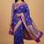 Royal blue semi kataan silk banarasi saree with sona rupa floral zari work