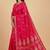 Fusia red semi kataan silk banarasi saree with floral zari work