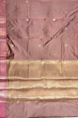 Rose gold semi kataan silk banarasi saree with sonarupa zari booti work 4