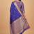 Royal blue semi kataan silk banarasi saree with sonarupa zari booti work